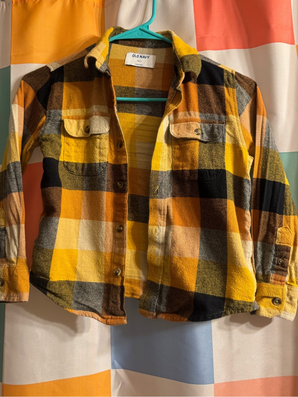 Boys Old Navy Yellow Plaid Shirt - Size S(6/7)